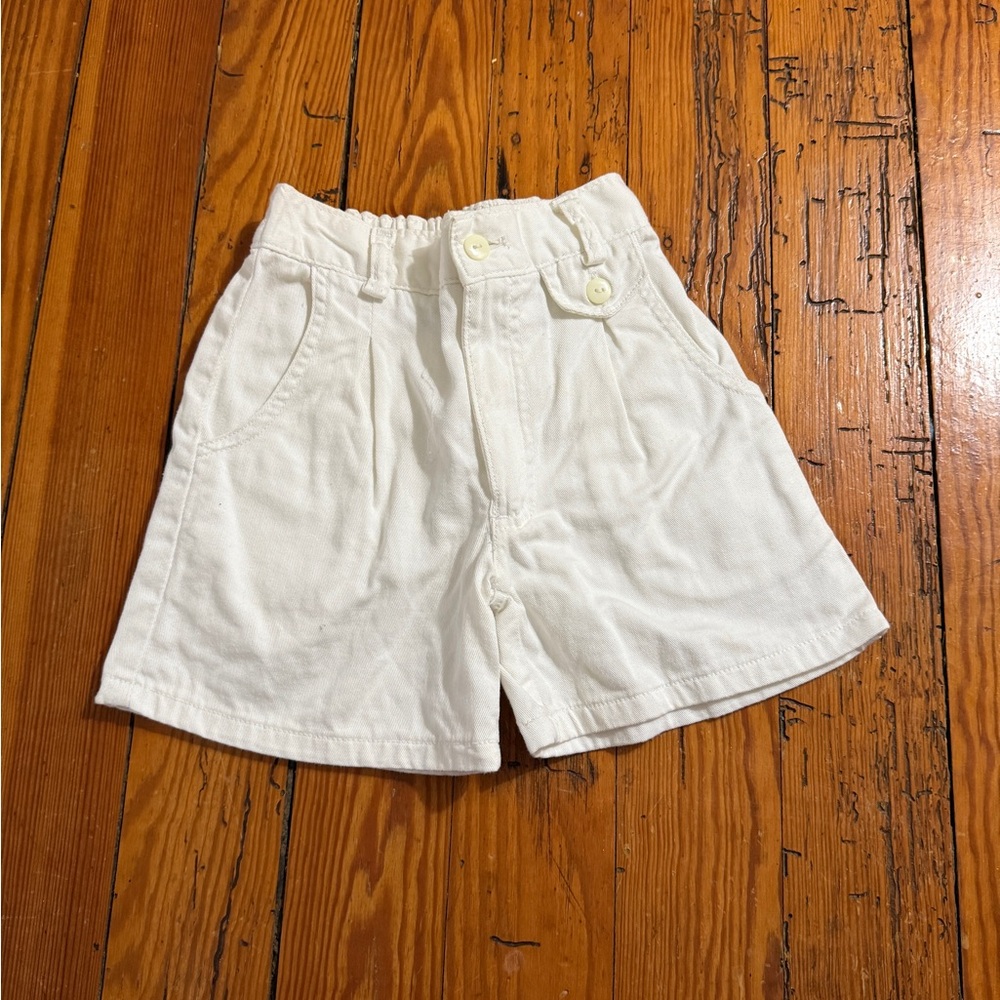 Kids White Cotton Pull-On Shorts